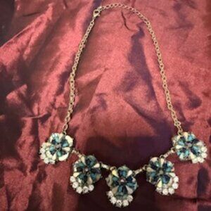 WHBM Bold Statement Necklace with Blue & White Gemstones